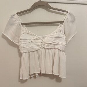 Hollister Cream Blouse with Ruched Detail